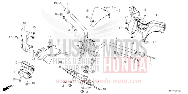 HANDLE PIPE/TOP BRIDGE/HANDLE COVER for Forza 750 CANDY CHROMOSPHERE RED (R381) from 2024